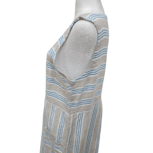 J. Jill Love Linen Linen Dress Women's Size MT Sleeveless Striped Sheath Pockets - Picture 7 of 13
